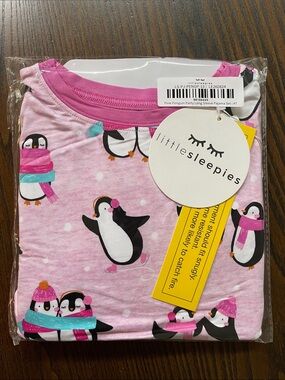 Little Sleepies Pink Penguin Party Long Sleeve Pajama Set size 4t